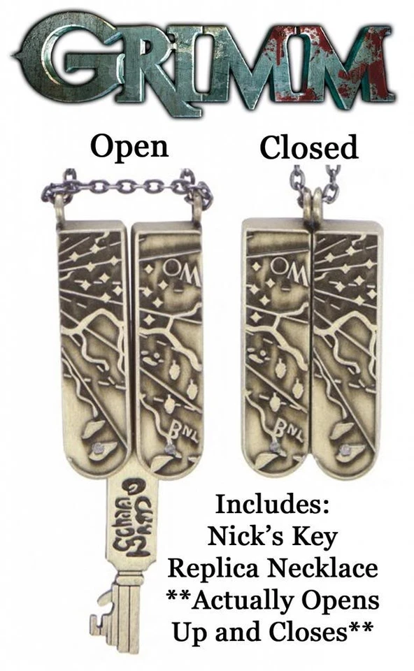 Réplica de collar de llave mapa del tesoro de la Selva Negra de la familia real de Nick del programa de televisión GRIMM Foto 1 de 3