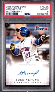 2016 Topps BUNT Jose Altuve Autograph 1/5 PSA 8, POP 1, None Higher - Picture 1 of 3