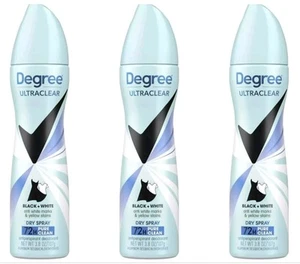 3 New 3.8 oz Degree Antiperspirant Deodorant Dry Sprays-Black & White-Pure Clean - Picture 1 of 10