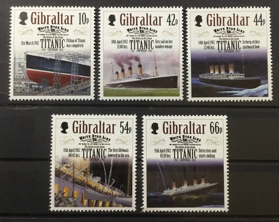 GIBRALTAR #1314-1318. SINKING OF THE TITANIC  CENTENNIAL.   MNH - Image 1 of 1