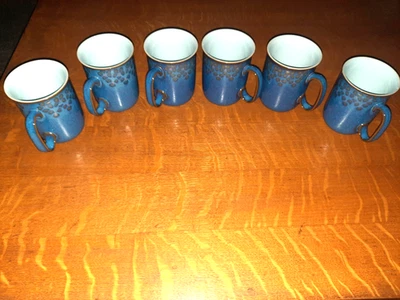 Set of 6 Denby Midnight Blue C-Handled 4" Mugs - Image 1 of 4