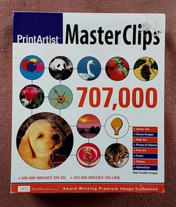 Print Artist Master Clips 707,000 Premium Images 2000 PC Software Videos Clipart - Afbeelding 1 van 7