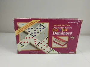 Vtg Cardinal Premier Edition Double Six Jumbo Dominoes Full Set Vinyl Case New - Picture 1 of 6
