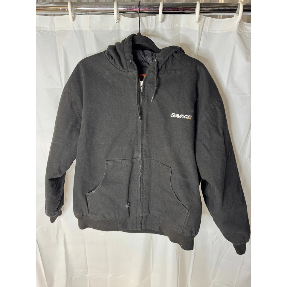 Chaqueta de trabajo CornerStone Savage con capucha cremallera completa para hombre negra grande Foto 1 de 4