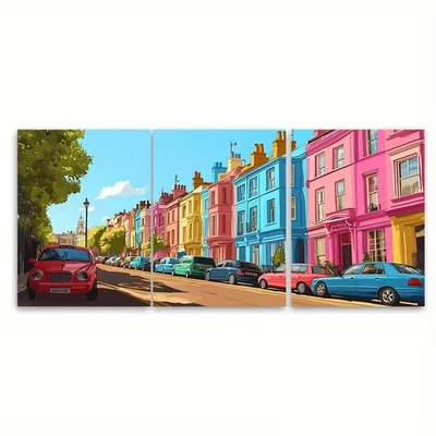 3pcs  Print of Notting Hill, London Metal Print Ready to Hang Art - Image 1 of 4