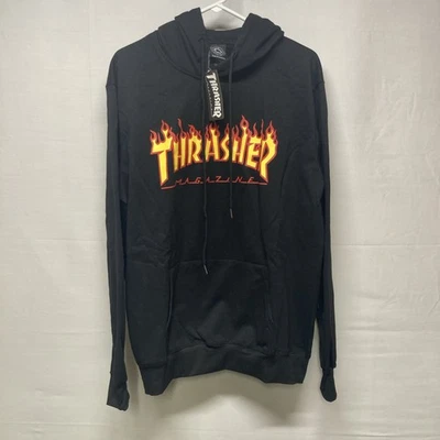 Толстовка с капюшоном Thrasher Magazine Flame логотип пуловер черная БОЛЬШАЯ (OKEB-12-007) - Изображение 1 из 4