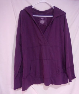 Женская толстовка с капюшоном Danskin Now размер XXL V-образный вырез с длинным рукавом цвет сливы комбинированная - Изображение 1 из 4