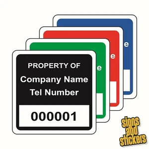 Asset ID Labels stickers tags waterproof - Choice of colours 25mm x 25mm serial - Picture 1 of 7