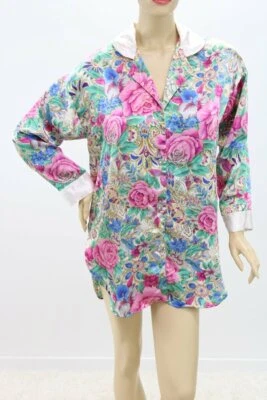 Camisa de Noche De Colección Victoria's Secret Satén Más Suave Camisón Botón Rosa Floral S M Foto 1 de 4