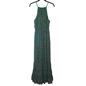 She Sky Maxi Dress Women's Medium Sleeveless Smocked Waist Green Floral NEW NWT - Picture 1 of 14