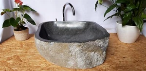 Waschbecken Lavastein Fluss Stein Bad Küche Waschtisch Wohnung Garten Terrasse  - Bild 1 von 10