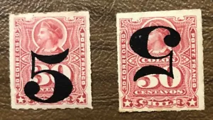Chile Stamp 50 And 50a With Surcharge Mint Hinged - Picture 1 of 2