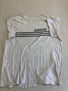 Adidas T Shirt Kids Boy's Large Athletic Gray Cotton Chest Logo Active/Casual - Picture 1 of 4