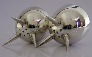 SUPERB MID CENTURY MODERN STERLING SILVER SALT PEPPER CRUET SET 1996/97 118g - Picture 1 of 9