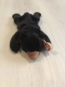 "Blackie"" oso negro TY Beanie Baby - pellets de PE - 1993 errores de etiqueta - Imagen 1 de 8
