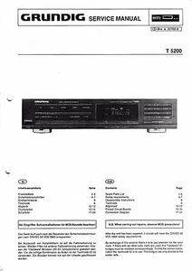 Service Manual Instructions for Grundig T 5200 - Bild 1 von 1
