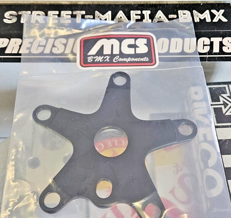 MCS BMX ПЕРЕДНЯЯ ЗВЕЗДОЧКА ПАУК ЧЕРНЫЙ СПЛАВ США СДЕЛАНО FIT SE GT РЕТРО BMX OLDSCHOOL новый! - Изображение 1 из 2