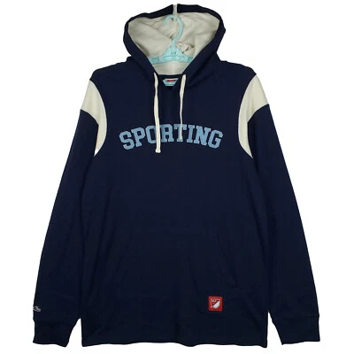 KC Sporting Mitchell & Ness MLS Large Thermal Hoodie Cut & Sew Logo Navy NWT - Image 1 of 4