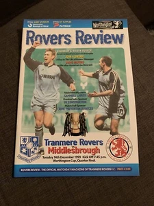 1999 Tranmere Rovers V Middlesbrough Soccer/football Programme LC - Picture 1 of 2