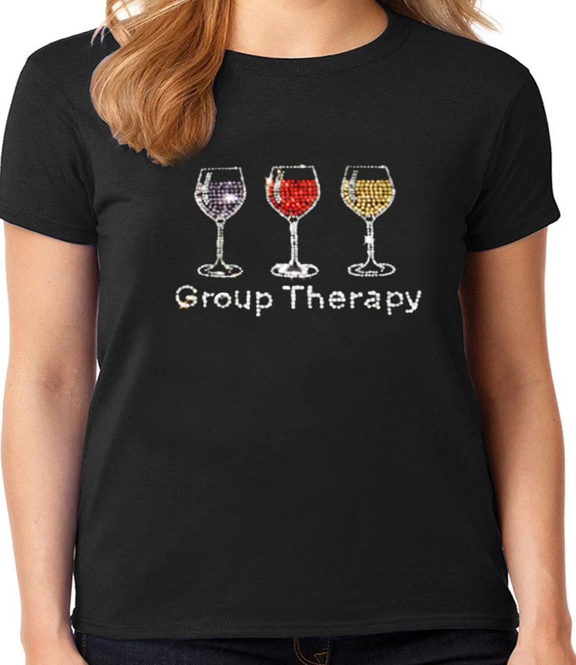 Divertida camiseta de regalo de vino para damas ropa para mujeres copa de vino pedrería Foto 1 de 1