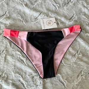 summer clearance nwt cyn & luca black pink bikini bottom size medium - Picture 1 of 7