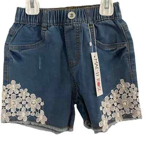 Mae Li Rose Jean Shorts Denim Girls size 10 kids lace cutoff fringe hem NWT - Picture 1 of 7