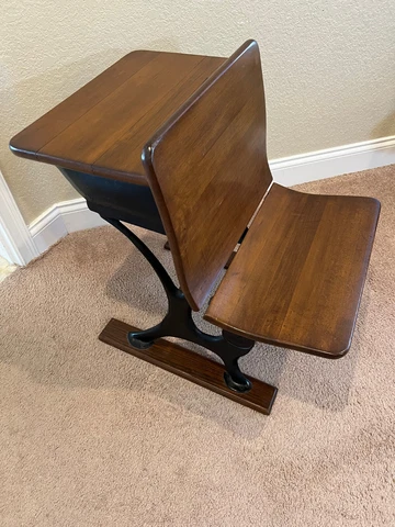 Antique Child's School Desk with folding seat Cover