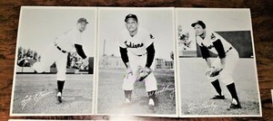 Rare 1957 Cleveland Indians Sohio 3 Card Panel - Early WYNN, Gene WOODLING BUSBY