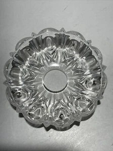 Vintage (4") PRESSED l CRYSTAL Bobeche Chandelier Parts cups W/ 5 SILVER pins - Picture 1 of 12
