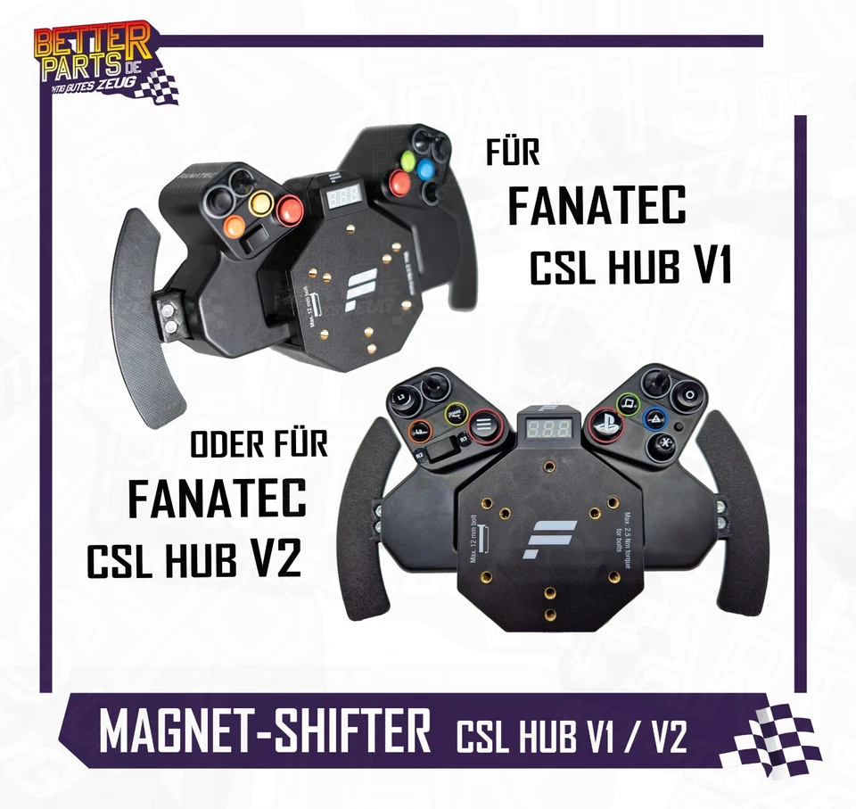 * SIMRACING Magnet-Shifter Addon passend für Fanatec CSL Hub V1 oder V2 - Bild 1 von 4