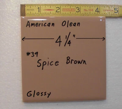 1 件 复古 *香料棕色* 光面陶瓷瓷砖 American Olean 4-1/4 全新无标签 — 第 1/4 张图片