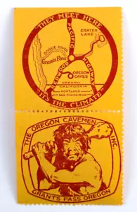 Oregon Cavemen Inc Grants Pass Caves Poster Stamp Cinderella Pair - Picture 1 of 4