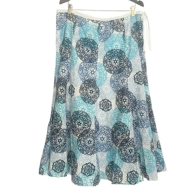 Falda midi Talbots para mujer caprichosa Cottagecore talla 18 fluida boho algodón playa Foto 1 de 4