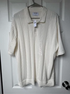 Old Navy Short Sleeve Sweater Polo Men's Large NEW White Basic - Picture 1 of 4