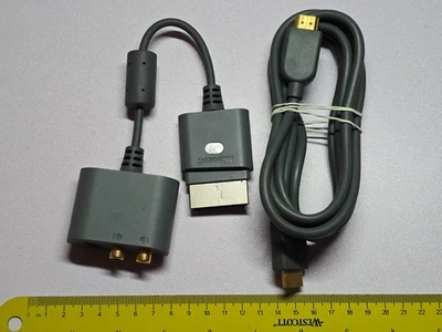 MICROSOFT XBOX 360 OFFICIAL HDMI CABLE + AUDIO OUT ADAPTER Optical RCA Headset - Image 1 of 3