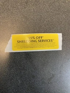 The Ups Store Coupon 15% Off Shredding Services Expires 12/31/2025 - Picture 1 of 1