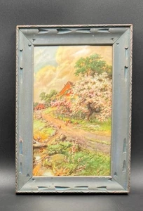 Vintage Framed Countryside Print Rustic Farmhouse Scene Behind Glass 13.5x9.25 - Picture 1 of 7