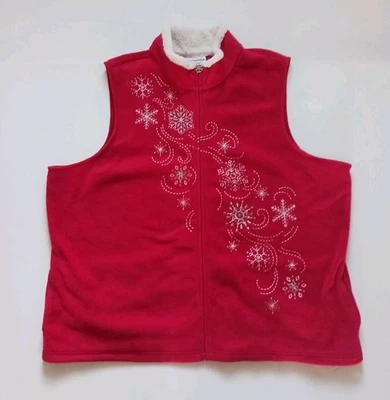 Suéter Chaleco Breckenridge Copo de Nieve Vacaciones Cremallera Para Mujer Talla Grande 3X Foto 1 de 3