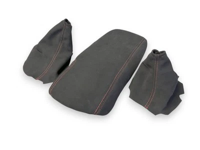 For Corvette C6 2005 Black Alcantara Suede Manual Shift Ebrake Console Cover Set - Image 1 of 4