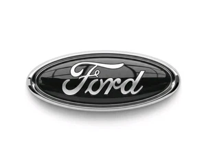 Black & Chrome 2005-2014 Ford F150 Front Grille/ Tailgate 9 inch Oval Emblem 1PC - Picture 1 of 3