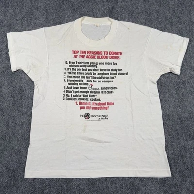 Vintage Texas AM Aggies T-Shirt Large Rare 80s Blood Drive Chick-fil-a Longhorns - image 1 of 4