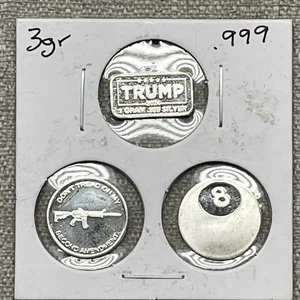 Lot of three (3) 1 gram .999 Fine SILVER - Picture 1 of 8