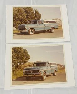 1970–72 Ford F100 Pickup Truck Vintage 2 Color Photos w/ Camper Shell (1975) - Picture 1 of 9