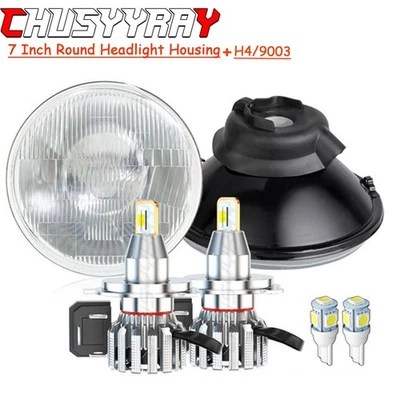 Par de faróis de LED brancos redondos de 7 polegadas feixe alto baixo para Ford Courier 1972-1982 - Imagem 1 de 4