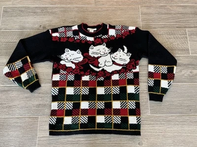 Suéter Pullover Vintage Dana Scott Cats Feo Navidad Mujer’s Talla Pequeña Foto 1 de 4