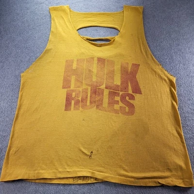 Vtg 1988 WWF Hulk Hogan Hulk Rules Thrashed Shredded Up Muscle Shirt HULKAMANIA - Image 1 of 4