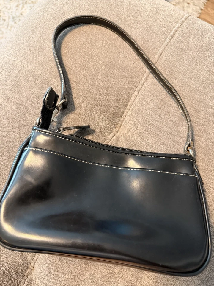 Black Y2K Nine West mini shoulder bag with silver hardware - Image 1 of 4