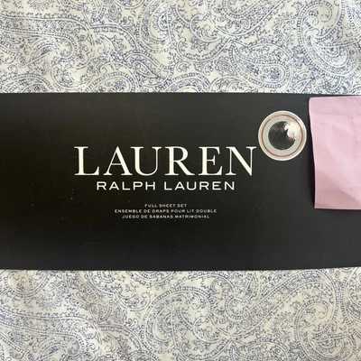 Lauren Ralph Lauren  Soma Blue Paisley FULL Sheet Set 4 Pieces Cotton - Image 1 of 4