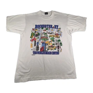 Vintage 90s Rochester NY T-Shirt L Single Stitch Fruit of the Loom Landmarks USA - Bild 1 von 7