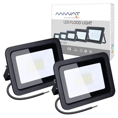 2 Pack 50W LED Flood Light, Cool White, IP68 Waterproof Super Bright Work Lig... - Image 1 of 4